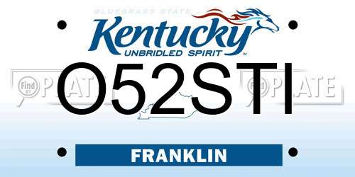 O52STI Kentucky License Plate