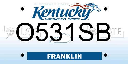 O531SB Kentucky License Plate