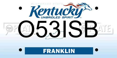 O53ISB Kentucky License Plate