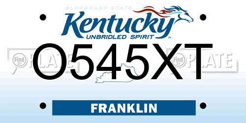 O545XT Kentucky License Plate