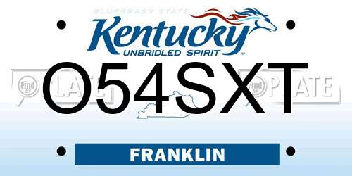 O54SXT Kentucky License Plate