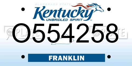 O554258 Kentucky License Plate