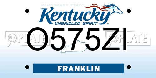 O575ZI Kentucky License Plate