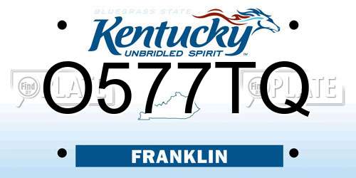 O577TQ Kentucky License Plate