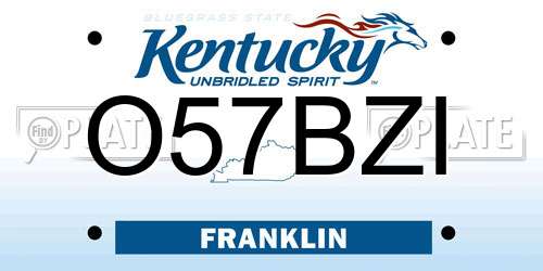 O57BZI Kentucky License Plate