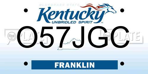 O57JGC Kentucky License Plate