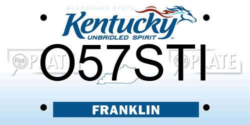 O57STI Kentucky License Plate
