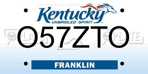 O57ZTO Kentucky License Plate
