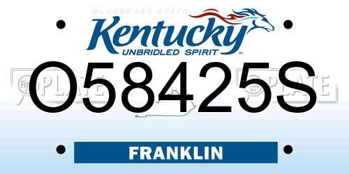 O58425S Kentucky License Plate