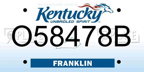 O58478B Kentucky License Plate