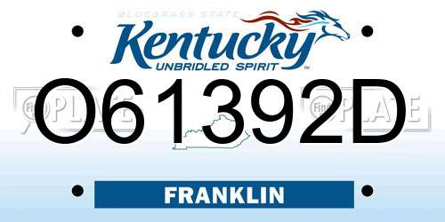 O61392D Kentucky License Plate