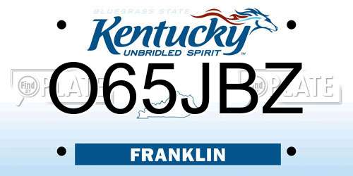 O65JBZ Kentucky License Plate