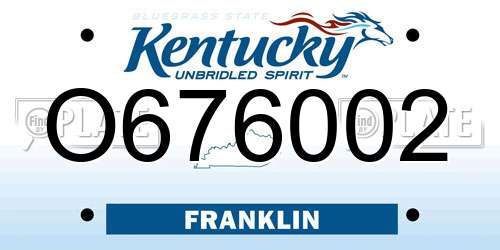 O676002 Kentucky License Plate