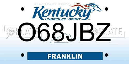 O68JBZ Kentucky License Plate