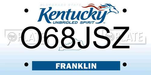 O68JSZ Kentucky License Plate