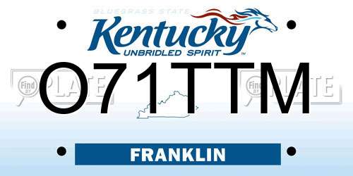 O71TTM Kentucky License Plate