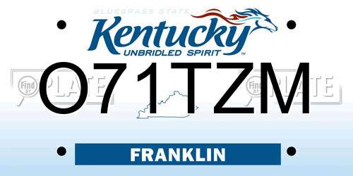 O71TZM Kentucky License Plate