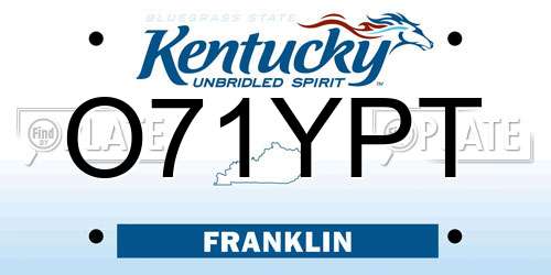O71YPT Kentucky License Plate