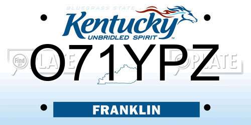 O71YPZ Kentucky License Plate