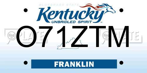 O71ZTM Kentucky License Plate