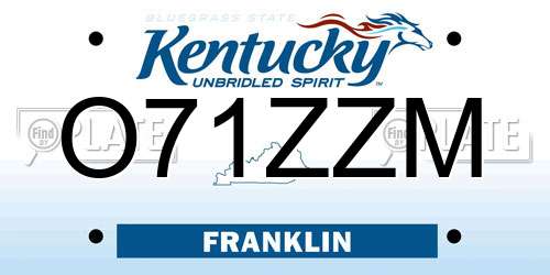 O71ZZM Kentucky License Plate