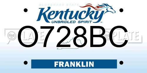 O728BC Kentucky License Plate