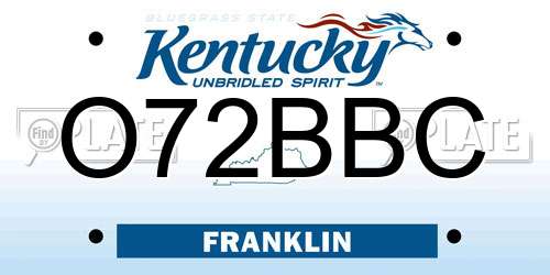 O72BBC Kentucky License Plate