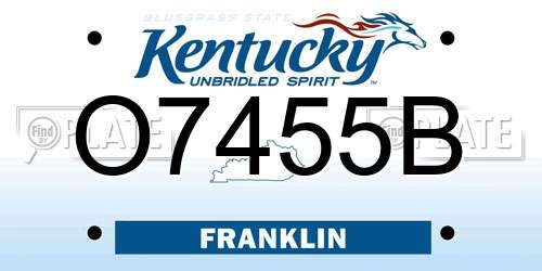 O7455B Kentucky License Plate