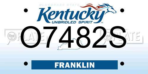 O7482S Kentucky License Plate