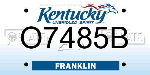 O7485B Kentucky License Plate