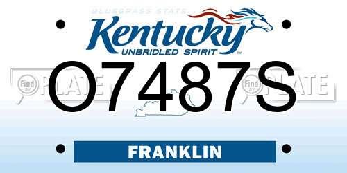 O7487S Kentucky License Plate