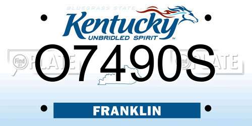 O7490S Kentucky License Plate