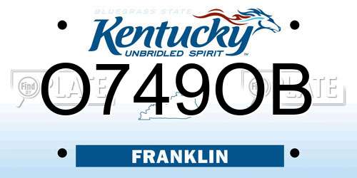 O749OB Kentucky License Plate
