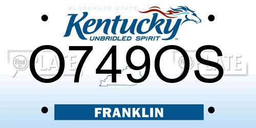 O749OS Kentucky License Plate