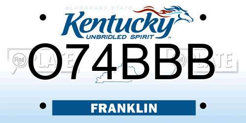 O74BBB Kentucky License Plate