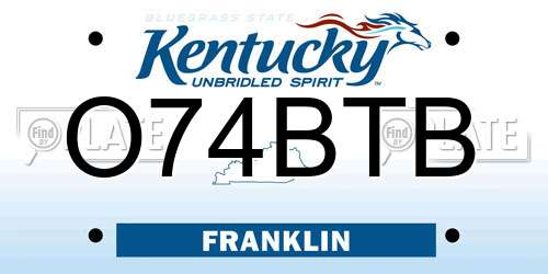 O74BTB Kentucky License Plate