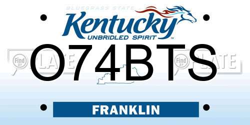 O74BTS Kentucky License Plate