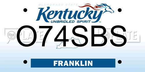 O74SBS Kentucky License Plate
