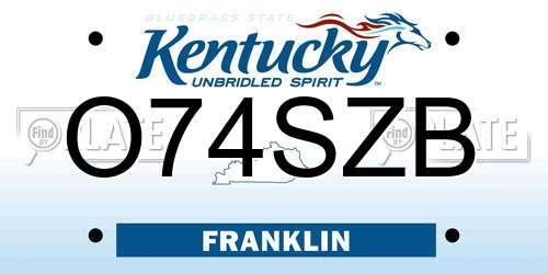 O74SZB Kentucky License Plate