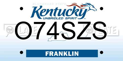 O74SZS Kentucky License Plate