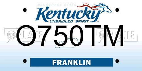 O750TM Kentucky License Plate