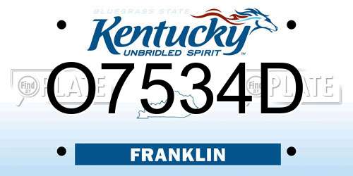O7534D Kentucky License Plate