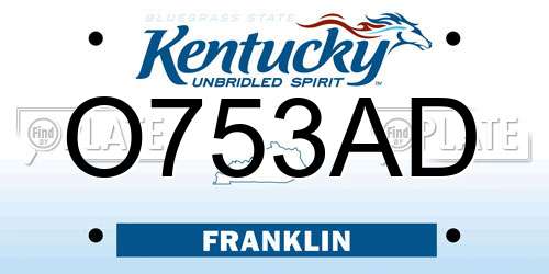 O753AD Kentucky License Plate