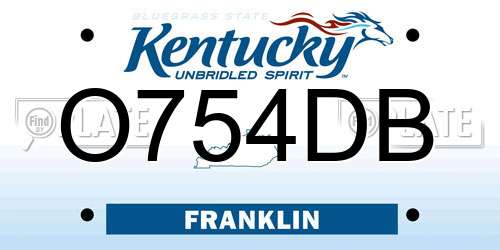 O754DB Kentucky License Plate