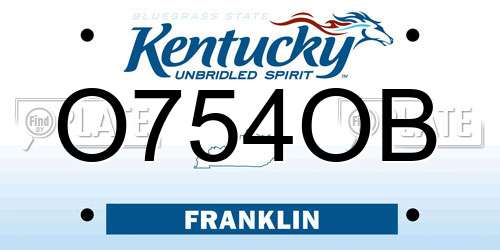 O754OB Kentucky License Plate