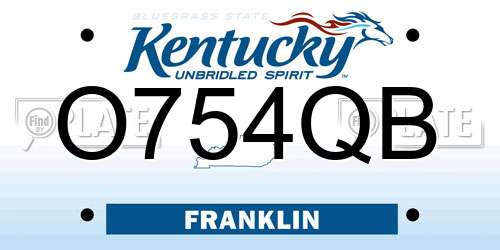 O754QB Kentucky License Plate