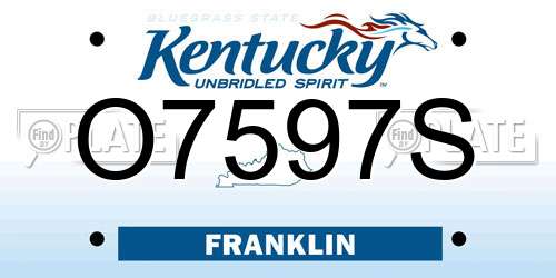 O7597S Kentucky License Plate
