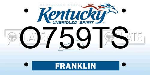 O759TS Kentucky License Plate
