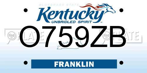 O759ZB Kentucky License Plate