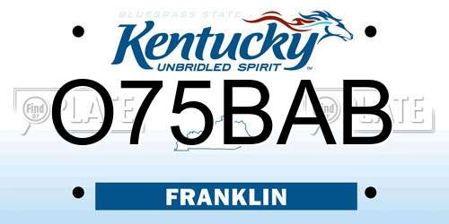 O75BAB Kentucky License Plate